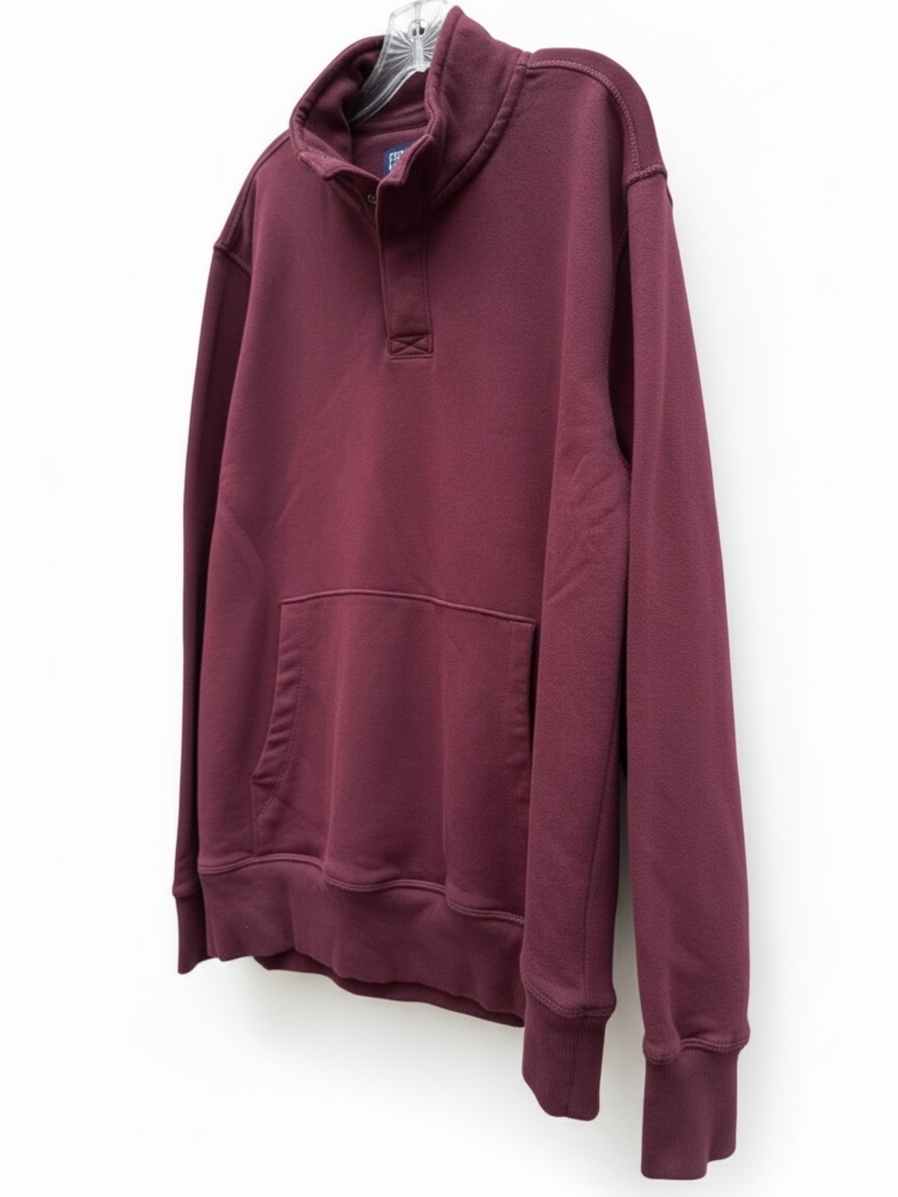 Free Planet Men's Burgundy Quarter-Snap Pullover Hoodie size Large